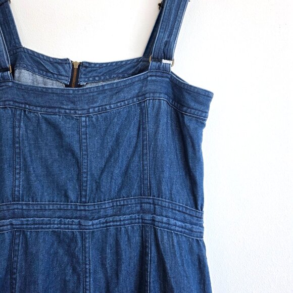 Vintage Levi's Denim Jumper Dress Overall Skirt Medium Zip Front 90s Grunge - Picture 10 of 12